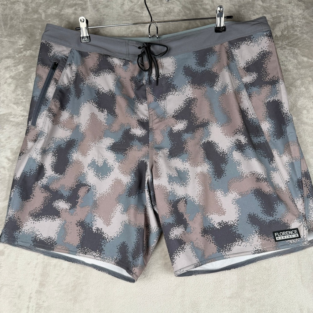 Florence Marine X Mens Digital Camo Board Shorts Grey Blue Size 38 Surf Trunks